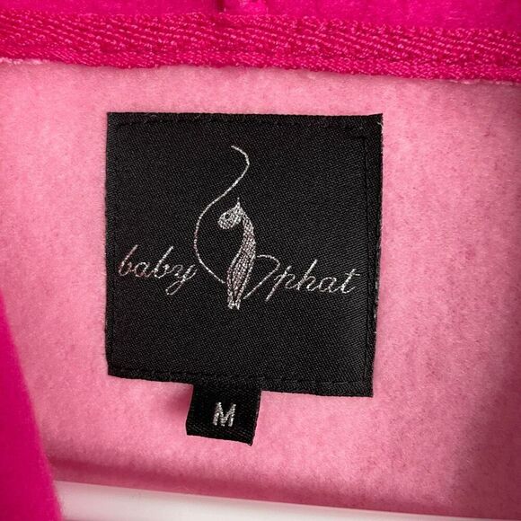 Vtg Y2K Baby Phat Womens Cropped Hoodie M Neon Pink Spice Girls Blokette - Picture 3 of 7